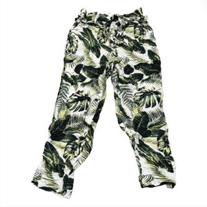 H&M Belted Tropical Lightweight Viscose Ankle Wide Leg Pants